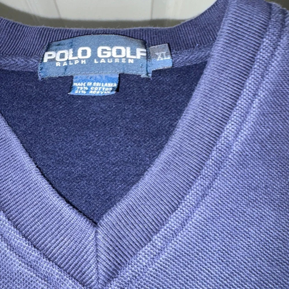 Polo‎ Golf Ralph Lauren Mens XL V-Neck Sweatshirt Navy Blue Embroidered Crest